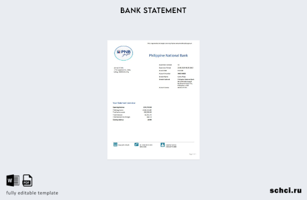 цифровая загрузка Национального банка Филиппин (PNB), подтверждение адреса, шабл